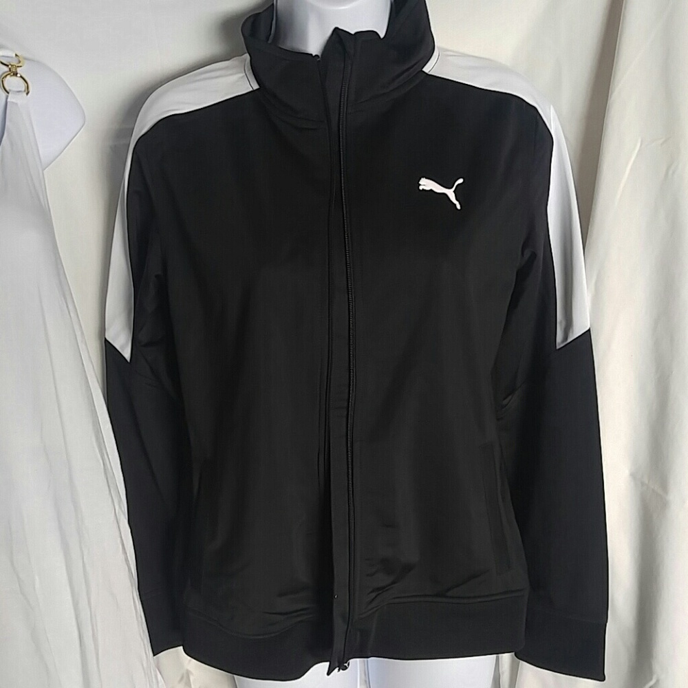Black and White Puma Zipper Sweater